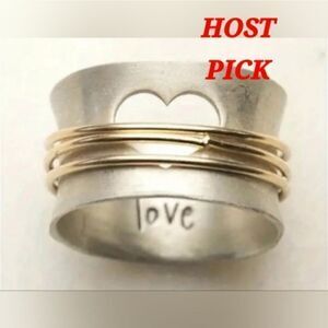 Silver Hollow Heart Fashion Ring